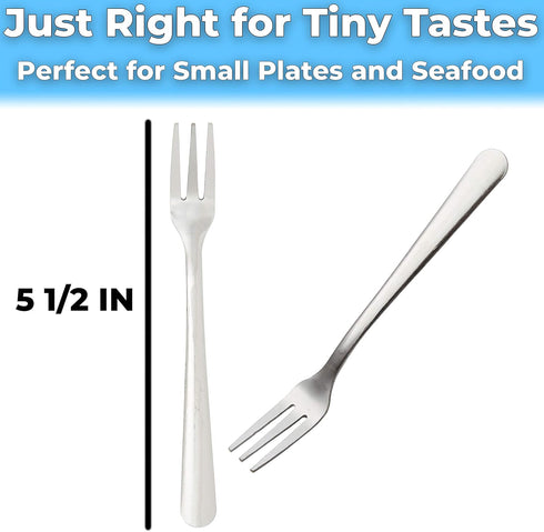 Super Durable, Elegant Mini Cocktail Forks 12 Pcs. Stainless Steel Tasting or Sampling Fork Set for Hors D'Oeuvres, Appetizers, Mussels, Crab. Sma...