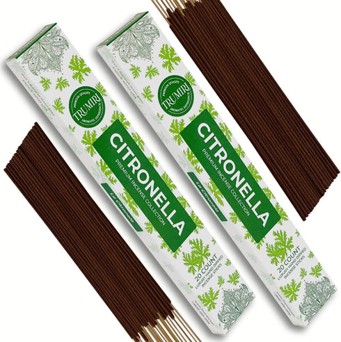 Citronella Incense Sticks for Outdoor Camping - Total 40 Insence-Sticks - Dual Pack of 20 Insense - Inciensos - Inscents - Natural Non Toxic Ingre...