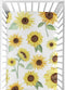 Sweet Jojo Designs Yellow, Green and White Sunflower Boho Floral Girl Baby or Toddler Nursery Fitted Crib Sheet - Farmhouse Watercolor Flower...