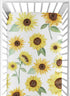 Sweet Jojo Designs Yellow, Green and White Sunflower Boho Floral Girl Baby or Toddler Nursery Fitted Crib Sheet - Farmhouse Watercolor Flower...
