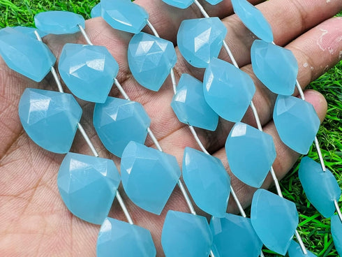 1 Strand Aqua Chalcedony 10 Pcs Beads Size 19x14mm Fancy Shape Cut Faceted Beads for Jewellery Making, Beading & Craft Supplies KCRAFTS-RK_k45...