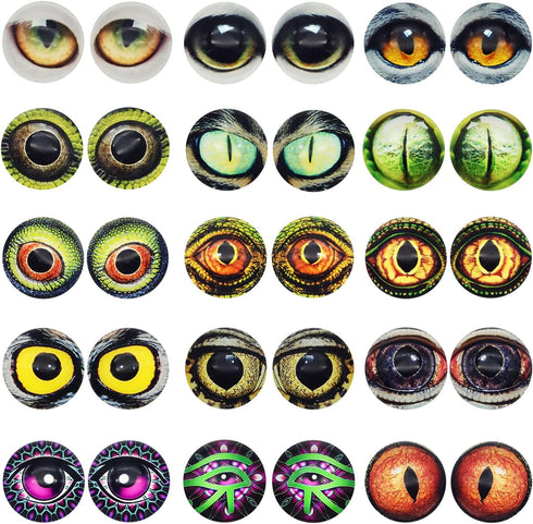 8MM 100PCS Owl Snake Lizard Animal Eyes Glass Cabochon for Clay Doll Making Sculptures Props Craft Jewelry DIY Findings 0.31inches...