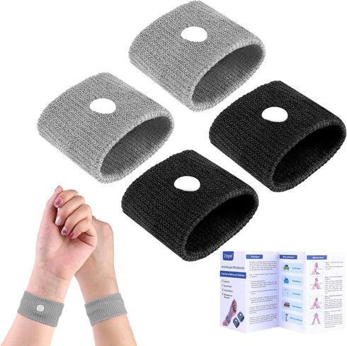Anti Nausea Travel Sickness Wristbands, 2 Pairs Motion Sickness Bands for Kids & Adults Natural Acupressure Nausea Relief Wristbands for Car Sea F...