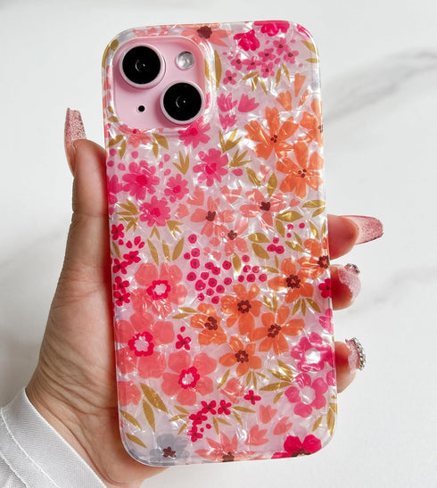 Qokey for iPhone 14 Case,for iPhone 13 Case,Cute Flower Case for Girls Women, Shell Pattern Soft Bumper Lightweight Slim Fit Case TPU Shockproof P...
