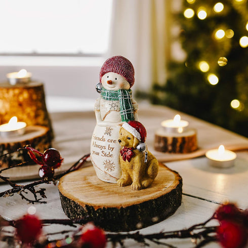 Pavilion Gift Company Pavilion-Friends are Always by Your Side-5 Inch Collectible BirchHearts Snowman Figurine, 5", White...