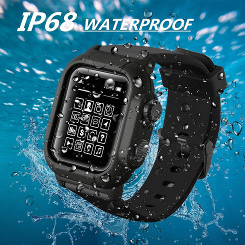 Compatible with for Apple Watch Band Case 42mm 44mm Series 5/4/3, IP68 Waterproof Case with Soft Silicone Band and Anti-Scratch Protector,Compatib...