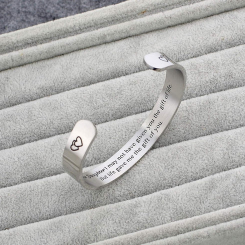 Sunflower Jewellery Daughter Mother Gift Bracelets Wide Cuff Bangle Inspirational Bracelets for Women Mom Personalized Message Engraved Cuff To My...