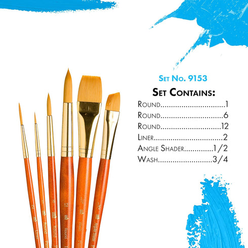 Princeton Art & Brush Synthetic Gold Taklon Real Value Brush Set, 6/Pkg...