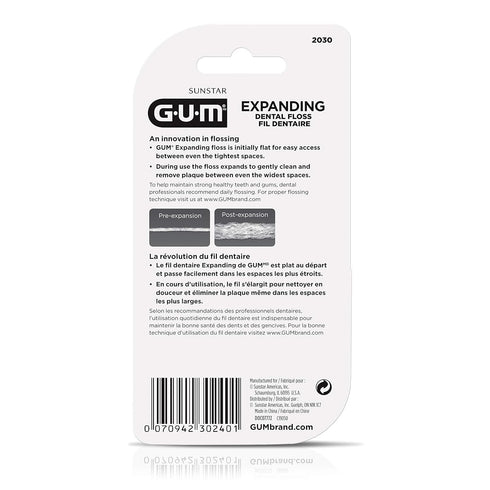 GUM Deep Clean Expanding Dental Floss - Waxed Woven Floss - Effective Plaque Removal for Tight Teeth - Unflavored...