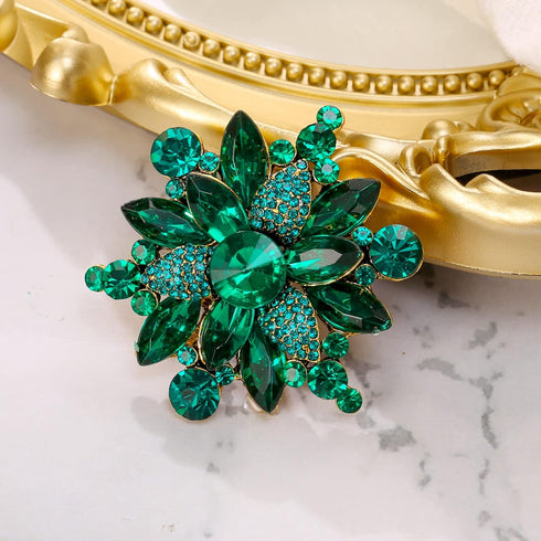 BriLove Women's Crystal Rhinestone Marquise Flower Brooch Pin for Party Prom...
