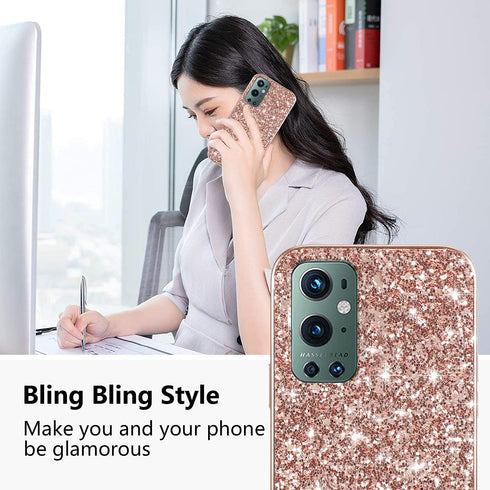 Compatible with OnePlus 9 Pro Case Glitter Shockproof,OnePlus 9 Pro Phone Case Bling Sparkly Soft TPU and PC Silicone Shiny Girl Women Thin Protec...