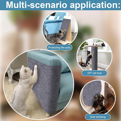 Mity rain 4PCS Cat Scratch Furniture Protector Mats 23.6“X11.8”Trimmable Self-Adhesive Cat Scratch Pads with 8PCS Furniture Nails Cat Couch Protec...