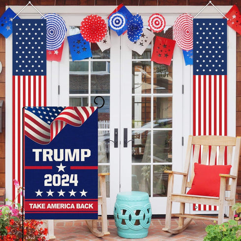 Donald Trump 2024 Flag,Take America Back Flag, Double Sided 12 x 18 Inch unique seasonal flag, Perfect for patio, porch, lawn or garden Decoration...