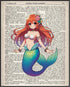 Posterizer 1 pcs-Cute Mermaid Dictionary Wall Art-Abstract & Modern Art-Movie & Cinema Art-Gift for Girls, Teens-Decor for nursery toddlers kids r...