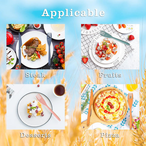 JIABEIUS Large Travel Utensils with Case, 4 Pack Wheat Straw Flatware Reusable Utensils, Portable Travel Cutlery Set for Lunch School Picnic Campi...