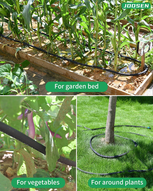 JOOSEN Soaker Hose 25ft 1/2" Flat Double Layer Consistent Drip Hose Saving 80% Water Leakproof Kink Free Vegetable Garden Hose...