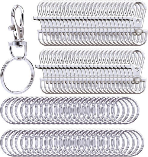 Metal Swivel Lanyard Snap Hooks and Split Key Rings Chain Hook Keychain, 100 Pieces...