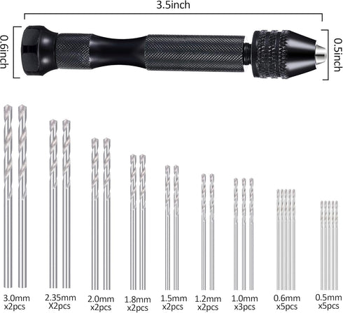 37 Pieces Hand Drill Tool Set, Pin Vise Hand Drill, Miniature Drill Mini Twist Drill Bit, Bench Vice for Craft Carving Resin DIY Jewelry Making(0....