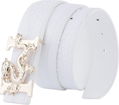 ALAKA Dragon Buckle Alligator Pattern Leather Mens Belt…...