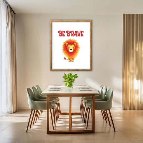 Posterizer 1 pcs-be brave-cute lion quote-Kids Room Art-Motivational & Inspirational Art-Gift for Daughter, Son, Kids-decor for nursery toddlers k...