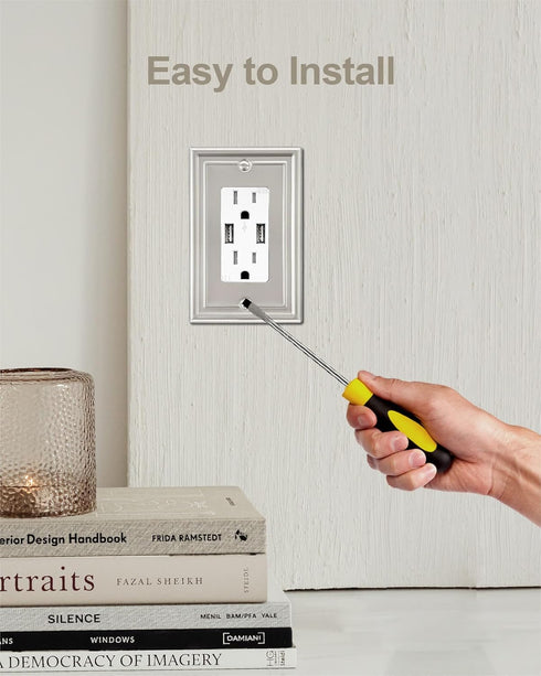 2-Pack Decorator Wall Plate, Satin Nickel Electrical Outlet Cover Plate for Receptacle, Dimmer Switch, GFCI Outlet, 3.15''*4.88'', Midsize, A035 S...