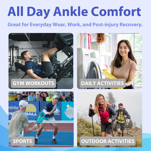 BLITZU Ankle Brace for Women, Men, Plantar Fasciitis Relief, Achilles Tendonitis Brace for Sprained Foot, Ankle Compression Sleeve with Strap Blac...