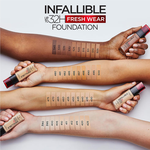 L'Oreal Paris Makeup Infallible Up to 32 Hour Fresh Wear Lightweight Foundation, 455 Natural Buff, 1 Fl Oz, Packaging May Vary...