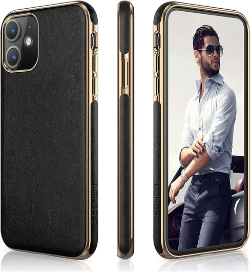 LOHASIC for iPhone 11 case Leather – Slim PU Leather with Electroplated Frame, Anti-Slip Grip, Soft TPU Bumper, Business Luxury iPhone 11 Phone ca...