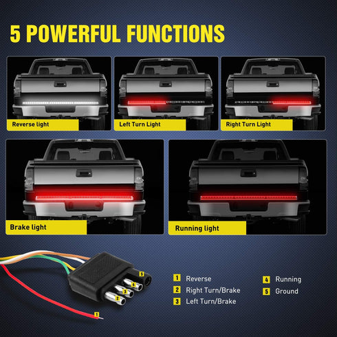 Nilight 60 Inch Truck Tailgate Light Bar Double Row LED Flexible Strip Red Running Brake Turn Signal White Reverse Back Up Lighting Modes for Pick...