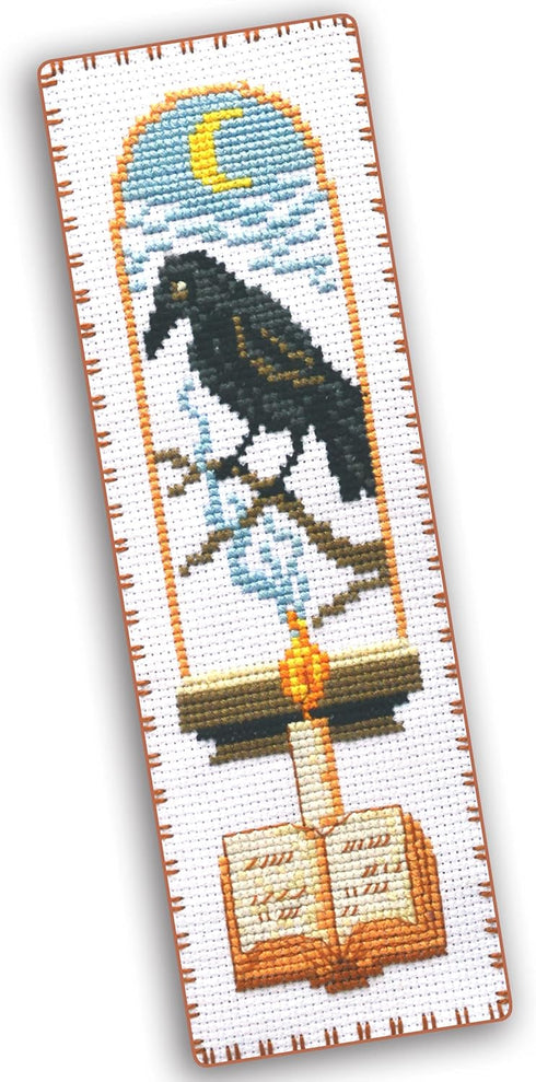 Povitrulya Counted Cross Stitch Kit Magic Raven - DIY Bookmark Set for Hand Embroidery...