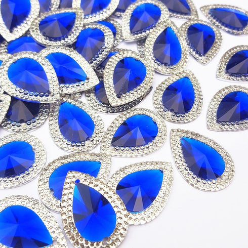 18x25mm 50pcs Loose Beads Drop Shape Rhinestones with Silver Edge Gems Stones and Crystals Wedding Decoration Sew-On for Stick-On Dance Costumes S...