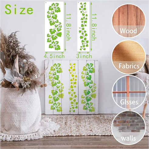 12 Pieces Leaf Vine Stencils Leaves Floral Spring Stencil Reusable DIY Crafts Drawing Templates Stencils for Painting on Wood Wall Canvas Furnitur...