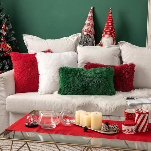 MIULEE Pack of 2 Luxury Faux Fur Throw Pillow Cover Deluxe Winter Decorative Plush Pillow Case Cushion Cover Shell for Sofa Bedroom Car 18x18 Inch...