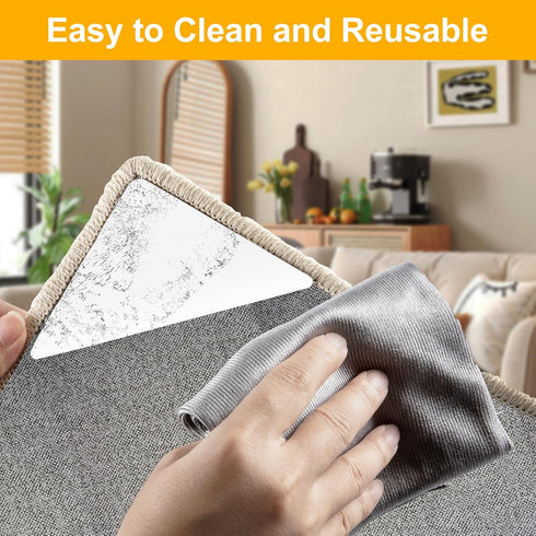 12 PCS Rug Tape, Rug Pad Gripper for Hardwood Floors, Double Sided Adhesive Carpet Tape, Reusable Anti Slip Rug Grips for Area Rugs to Keep Rugs i...