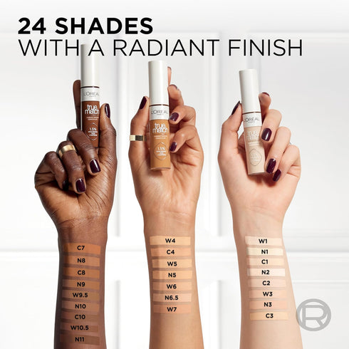 L’Oréal Paris True Match Radiant Serum Concealer, Brightening Under Eye Concealer Make Up with 1.5% Hyaluronic Acid and Caffeine, W4, 0.33 Oz...