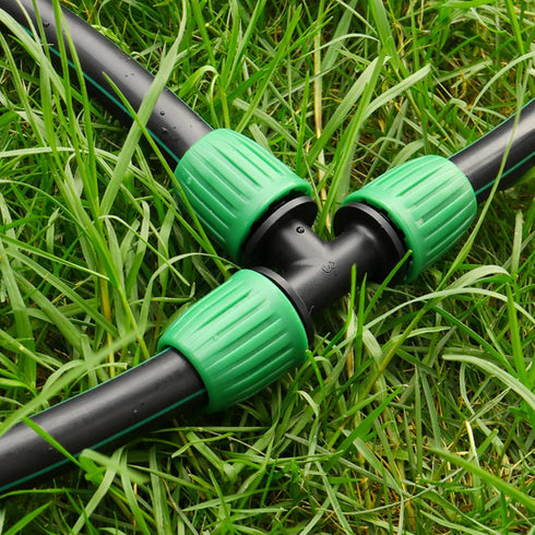 Drip Irrigation Fittings for 1/2 inch Tubing (0.60"-0.63" OD), 12 Pieces Barbed Tee Drip Parts Locked Tee Connectors, 3 Way Drip Line Nuts Connect...