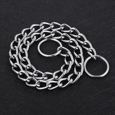 Dog Chain Collars (Made in USA) 304 Stainless Steel Metal Chew Proof Dog Necklace Anti Winding Dog Leash Extension Lead for Small Medium Large and...