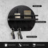 Key Holder for Wall - 9.8 Inch Apartment Wall Decor with Shelf and 8 Key Hooks, Circular Wood Key Hanger for Home Decor (Black)...