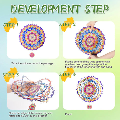 ITEFDTUTNE Metal Wind Spinners, Mandala Stainless Steel 3D Hanging Wind Spinners, 12 inch Laser Cut Wind Sculptures for Women Gift, Indoor/Outdoor...