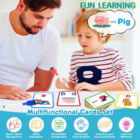 KMUYSL Short Vowel Spelling Flashcards, CVC Sight Words Handwriting Cards, Learn to Write Phonics Flash Cards, Fine Motor Montessori Educational T...