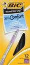 BIC Round Stic Grip Xtra Comfort Ballpoint Pen, Medium Point (1.2mm), Purple, 12-Count...