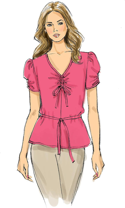 Butterick B6662D5 Easy to Sew Women's Pullover Tie Front Blouse Sewing Patterns Sizes 12-20...