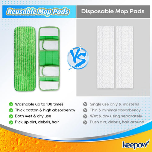 KEEPOW XL Wet Pads Refills for Swiffer XL, Wet Mopping Cloths for Swiffer XL Mop, Reusable Microfiber Mop Pads for Hardwood Floor, 4 Pack...