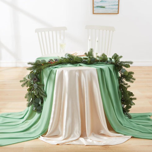 60" Wide Sage Green Chiffon Fabric by The Yard Soft Sheer Fabric for Wedding Arch Draping Fabric,Bridal Wedding Dress Sewing DIY,1 Yard...