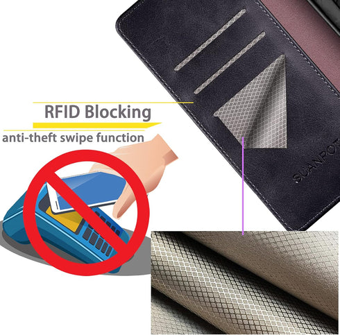 SUANPOT for Samsung Galaxy S22 Ultra with RFID Blocking Leather Wallet case Credit Card Holder,Flip Folio Book Phone case Shockproof Cover Women M...