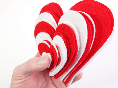 Playfully Ever After 1 to 6 inch Multi-Size Color Pack 24pc Felt Hearts (Red/White)...