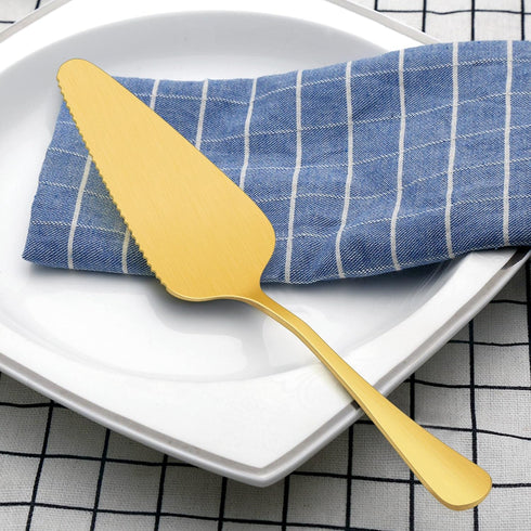 LIANYU 5-Piece Matte Gold Serving Utensils Set, Stainless Steel Serving Set Include Serving Spoon Fork, Flatware Serving Pieces for Buffet Caterin...