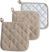 DII Basic Terry Collection Quilted 100% Cotton, Potholder, Stone, 3 Piece...