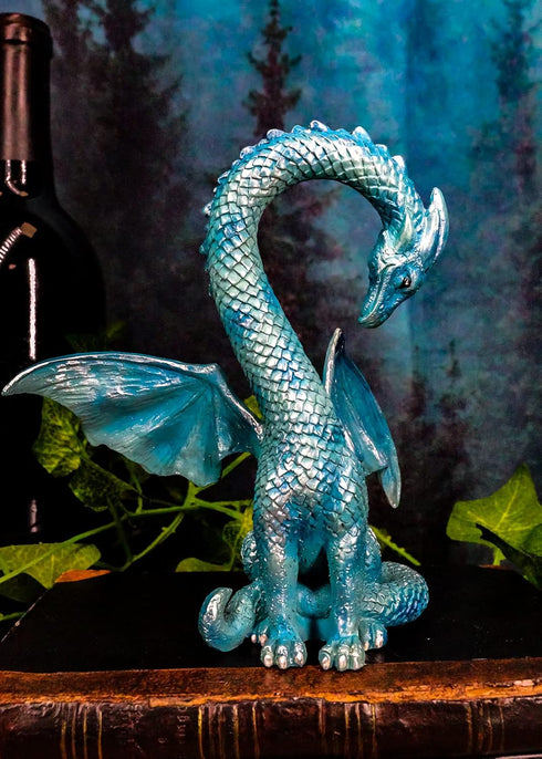 Ebros Valentine Cupid Love Blue Dragon Figurine 5.5" Tall Romantic Male Dragon Left Part of Heart Curve Collectible Medieval Fantasy Dungeons and ...