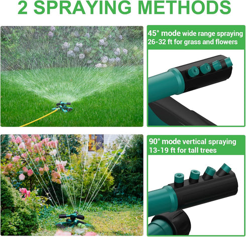 LAOZHOU Sprinkler Water Sprinklers for Lawn Yard and Garden Large Coverage Area Oscillating Hose 360 Degree Rotating Sprinkler Irrigation System (...